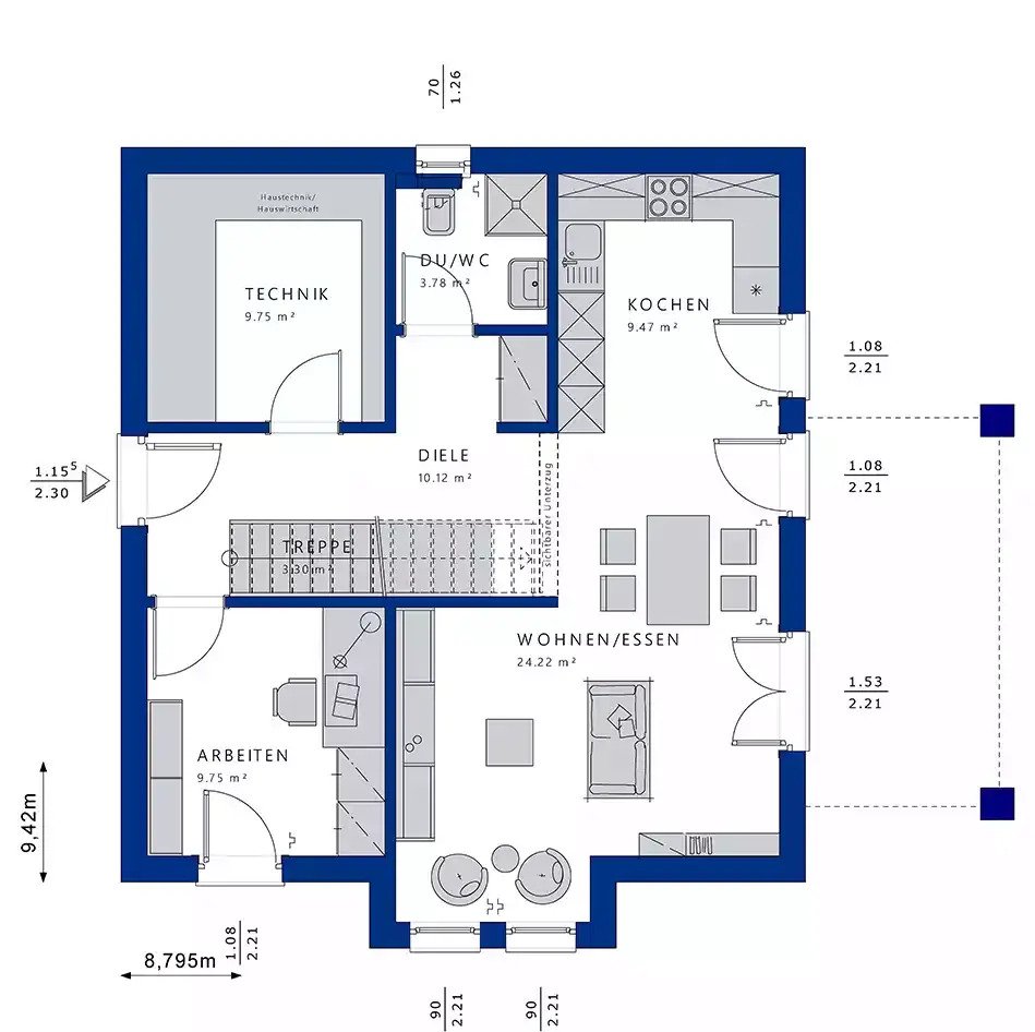 Freistehendes Haus in 2. Reihe,  auf 430 qm Sonnengrundstück!