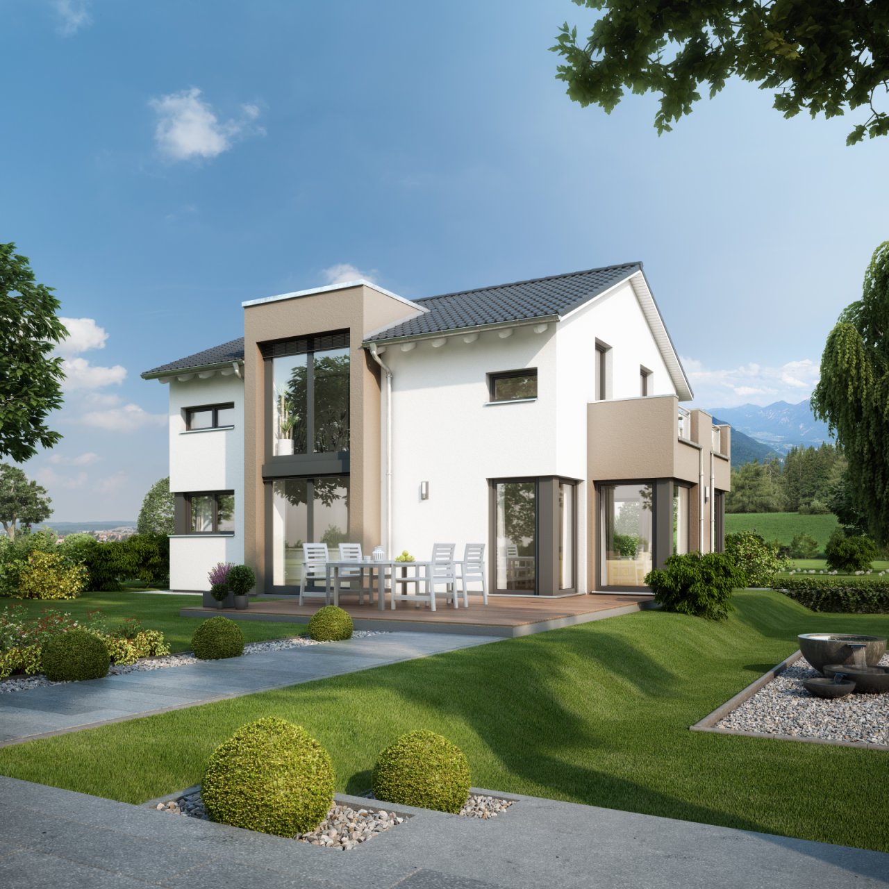Individuelle Bauteile wie Querhaus und Balkon sind optional