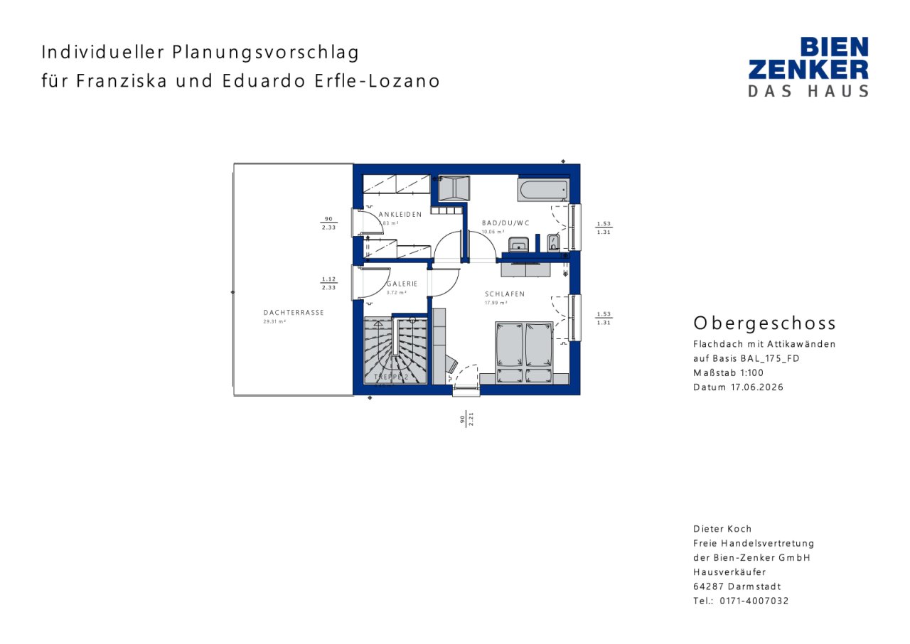 Großzügige Dachterrasse rundet den Elternbereich ab Großzügige Dachterrasse rundet den Elternbereich ab